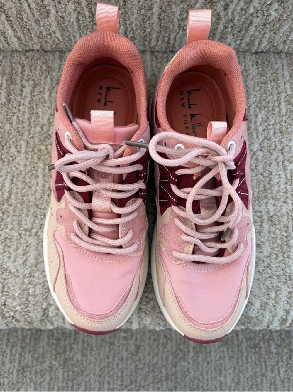 Nicole Miller Pink and Burgundy Sneakers. Girls size Youth 3. - Picture 5 of 9